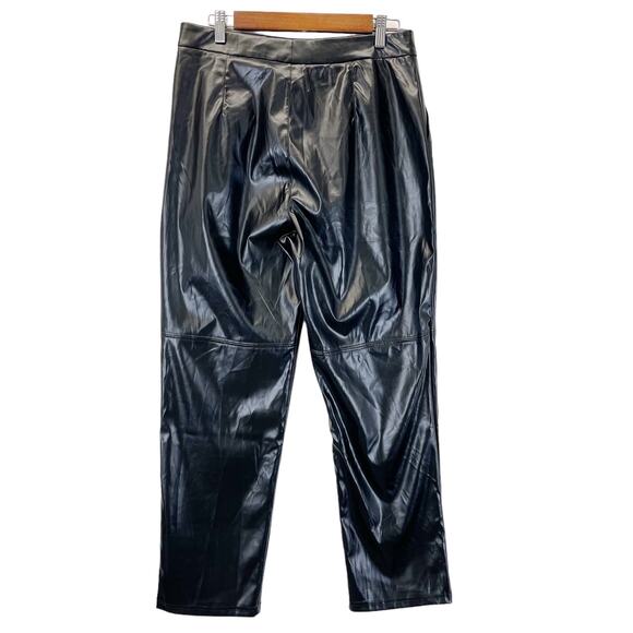 H Halston Faux Leather Pants Women Small Straight Leg Corporate Goth Grunge - Picture 2 of 9